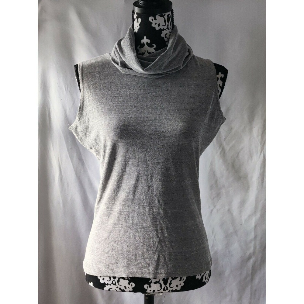 ACW Design Womens Grey Cowl Neck Sleeveless Metallic Shimmer Top Medium 210073